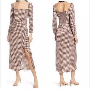 NWT Reformation Hilda Dress Geometric Print Midi Dress in Black and Cream